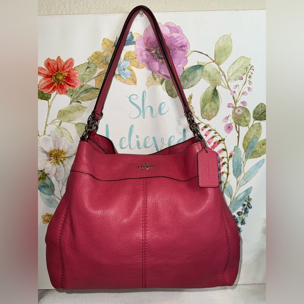 Coach Pink Leather Shoulder Bag - Picture 2 of 15
